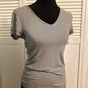 Zenana Outfitters black & white striped v neck